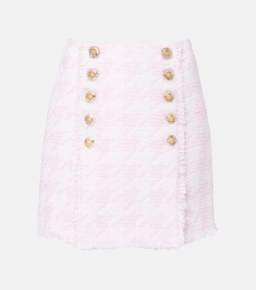 Houndstooth cotton-blend miniskirt