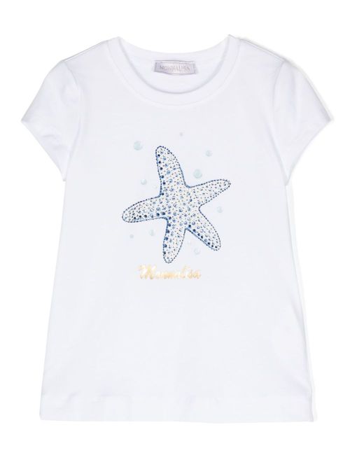 Star-print crystal-embellished T-shirt - White