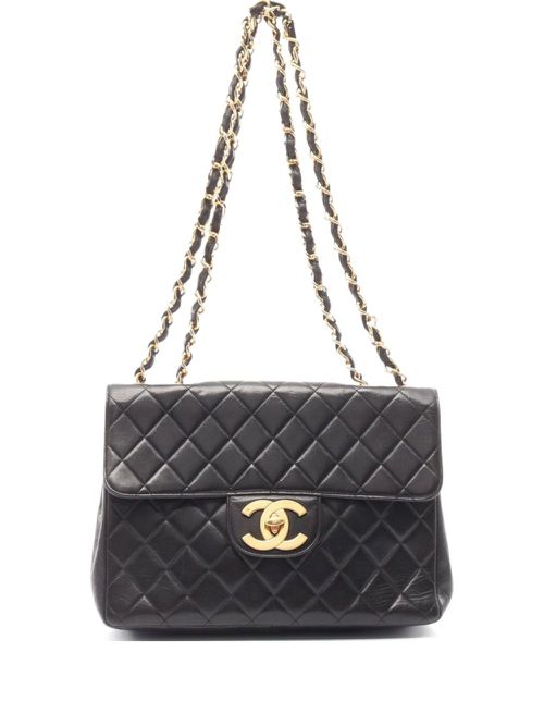 1994-1996 quilted leather shoulder bag - Black