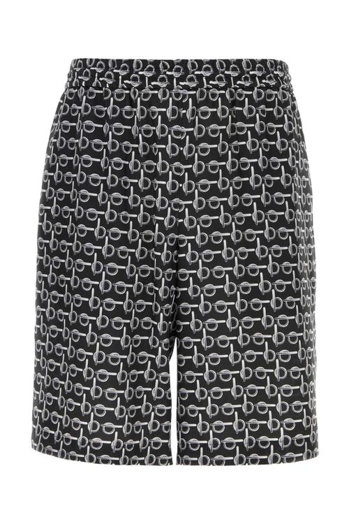 Logo-Print Silk Bermuda Shorts — Black