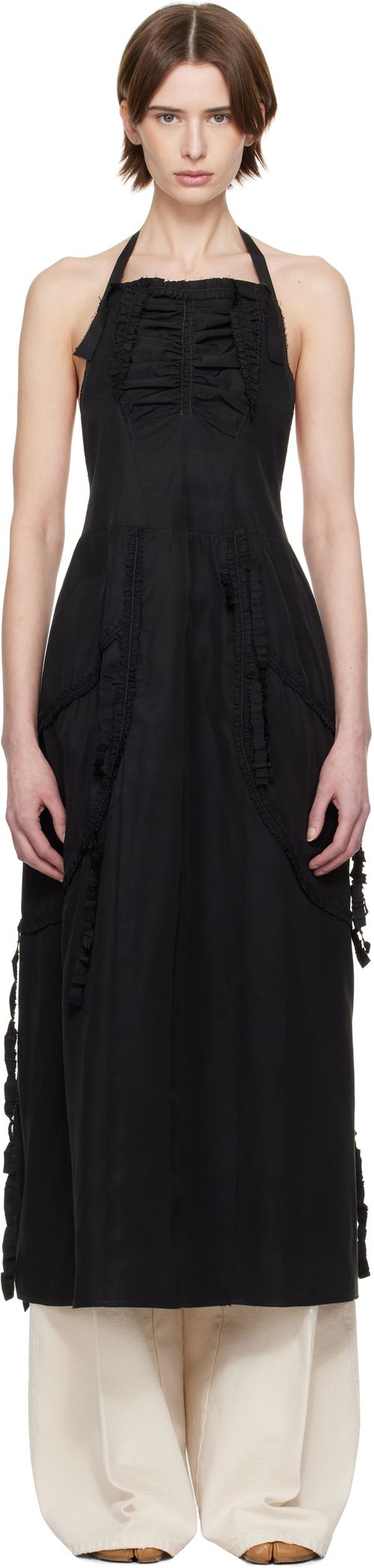 Maison Margiela Black Apron Midi Dress
