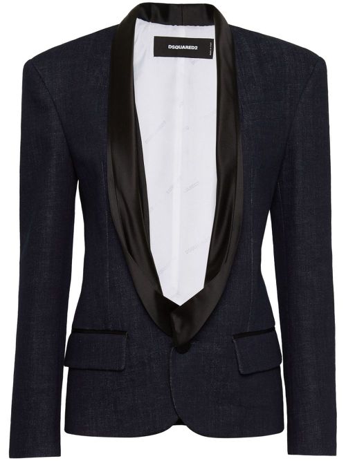Shawl-lapels single-breasted blazer - Blue