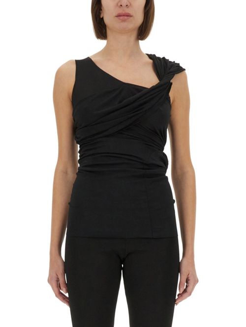 Black Solid One Shoulder Top