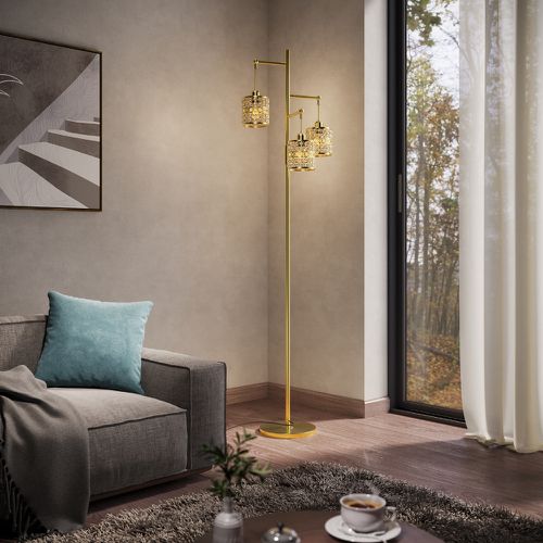 TEMU Floor Lamp, Boho Dimmable Standing Lamp Rustic Floor Lamps For Living Room, Bedroom Gold