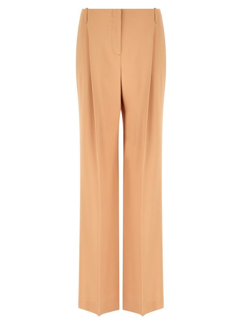 Wide-Leg Acetate Trousers — Beige