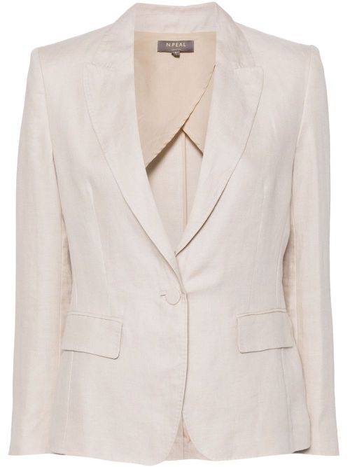 Chloe linen peak-lapel blazer - Neutrals