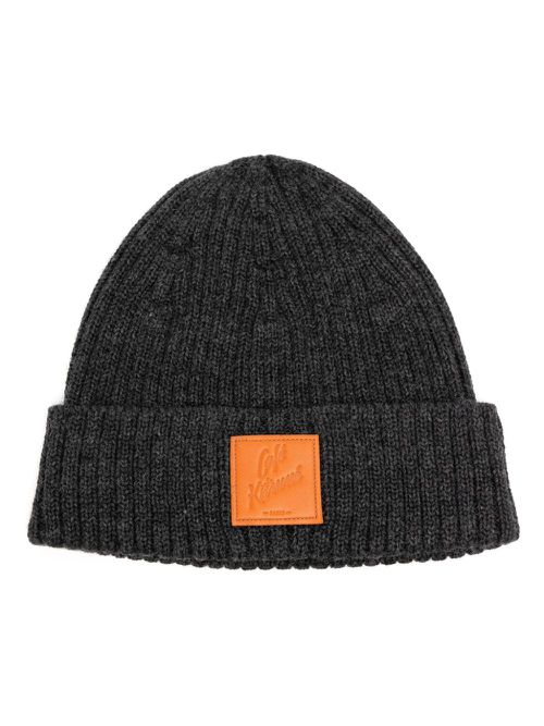 Logo-patch ribbed knit beanie - Grey