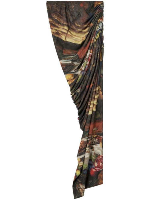 Multicolor Multi color Side Slit Long Skirt