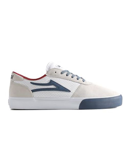 Lakai Manchester Mens Skate Shoes – White Suede Navy Perf Low-Top Skateboard Sneakers for Men –