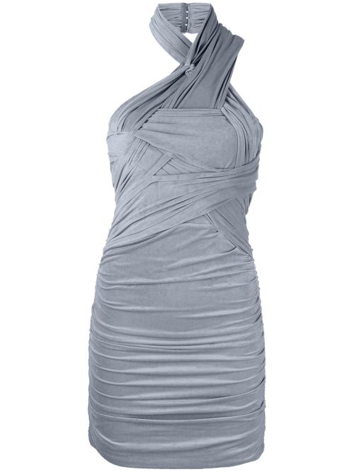 Ruched halterneck minidress - Grey
