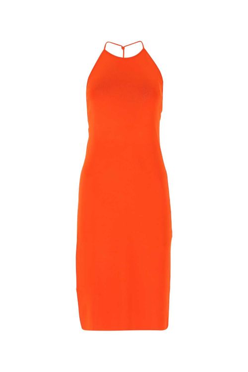 Sleeveless Viscose Blend Dress — Orange