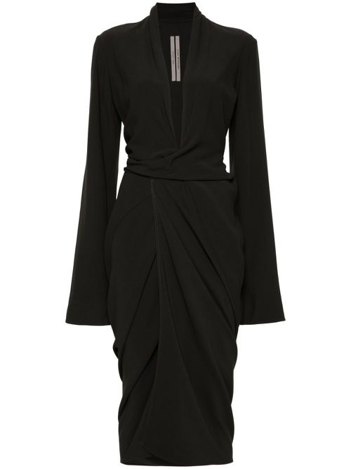 Tie-fastening crepe wrap dress - Green
