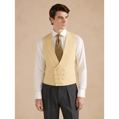 Double Breasted Linen Waistcoat - Yellow