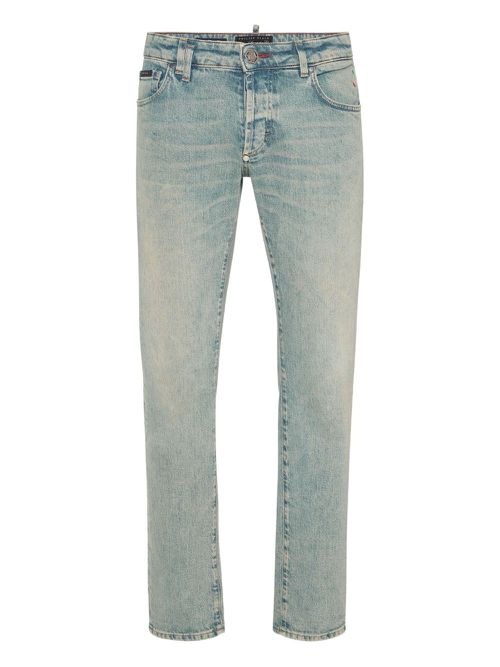 Philipp Plein logo-patch jeans - Blue
