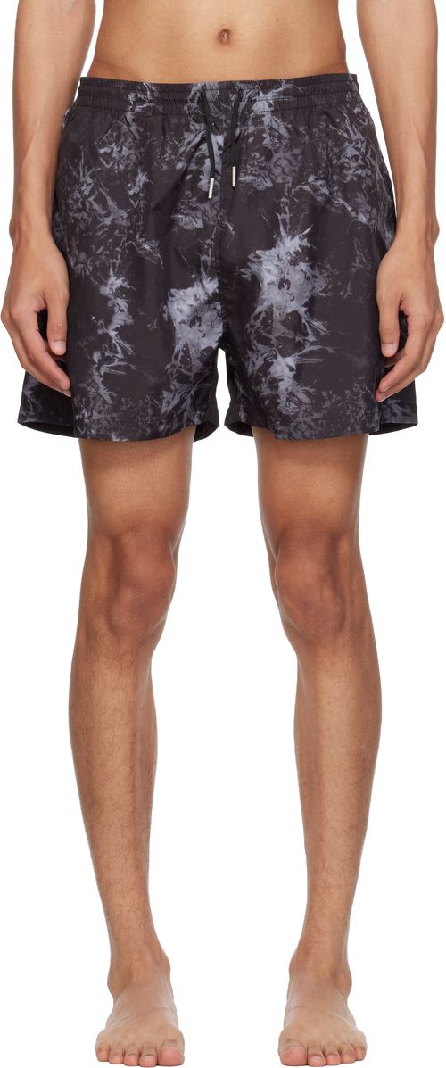 Black Embroidered-Logo Swim Shorts
