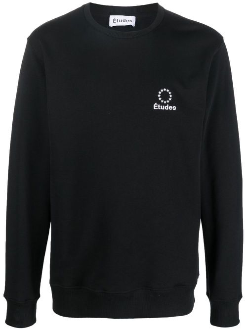 Embroidered-logo organic cotton sweatshirt - Black