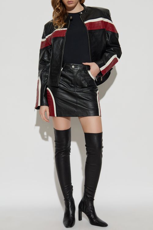 Leather Skirt `Gzyvette`, Women's, Black