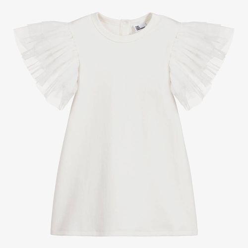 Girls White Cotton Ruffle Dress