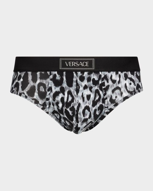 Men's Leopard-Print Stretch Jersey Cotton Briefs