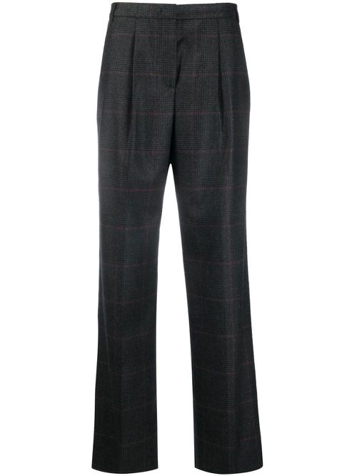 Check-pattern wide-leg trousers - Grey