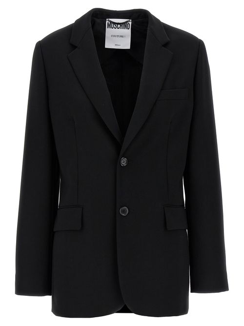 Single-Breasted Wool Blazer — Black