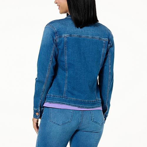 New Classic Stretch Denim Embellished Jean Jacket - Blue