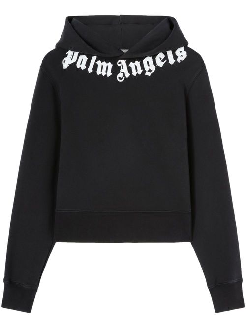 Logo-print cotton hoodie - Black