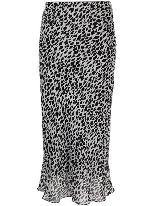 Patterned georgette midi skirt - White
