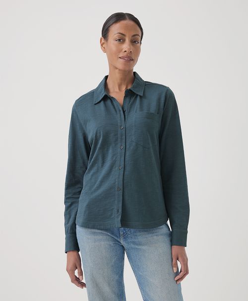 Women's Ore Relaxed Slub Long Sleeve Button Up