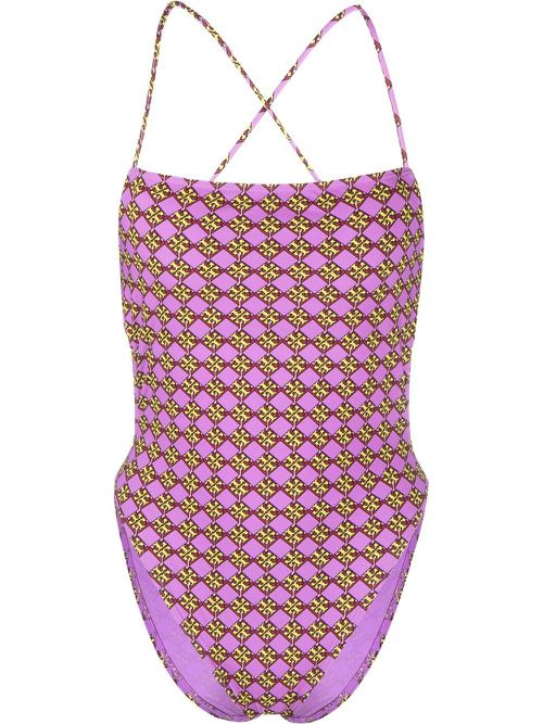 Monogram-print swimsuit - Purple