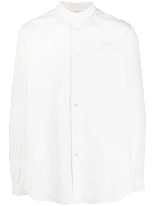 Band-collar cotton shirt - White