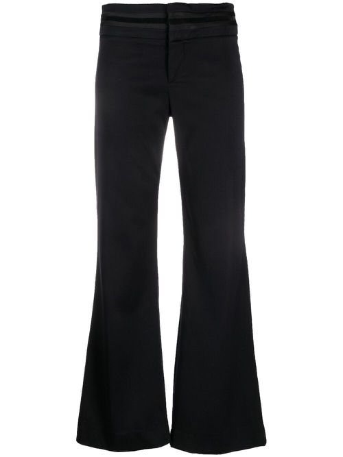 1990s appliqué stripes flared trousers - Blue