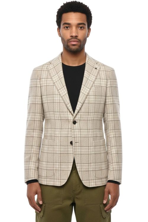 Light Beige Notched Lapel Blazer