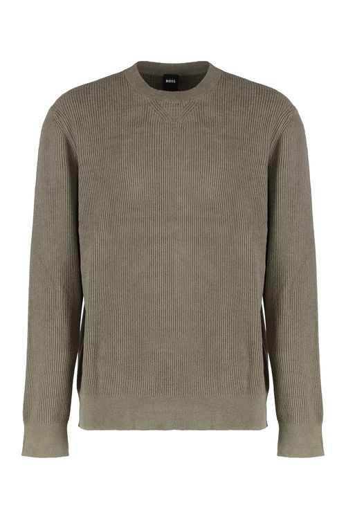 Men's Velvet Ribbed Effect Crewneck Sweater