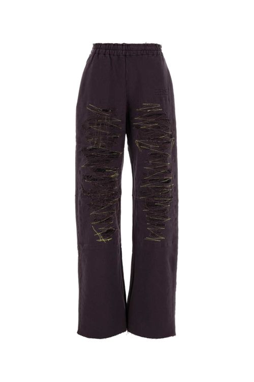 Distressed Cotton Joggers — Purple