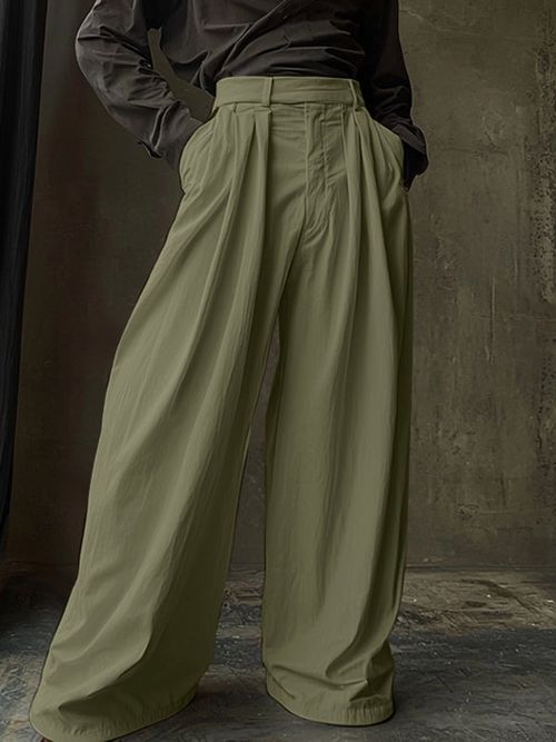 Mens Solid Color Minimalist Loose Casual Pant SKUL15581 - Army Green / S