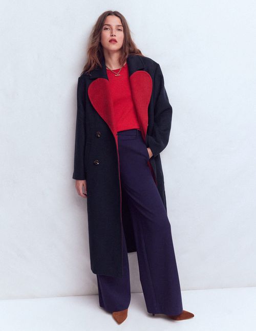 Women's Cocoon Wool Coat in Blue | Size 2