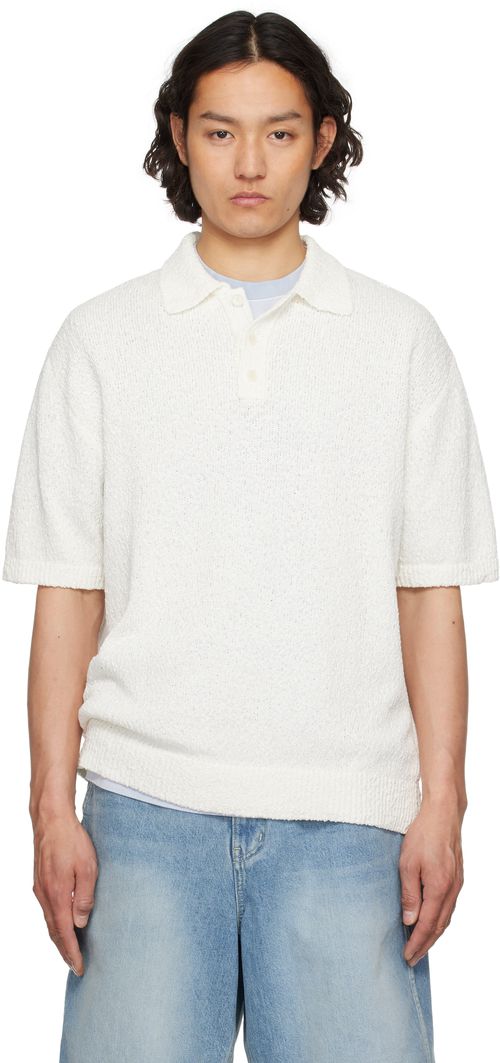 Solid Homme White Knit Polo