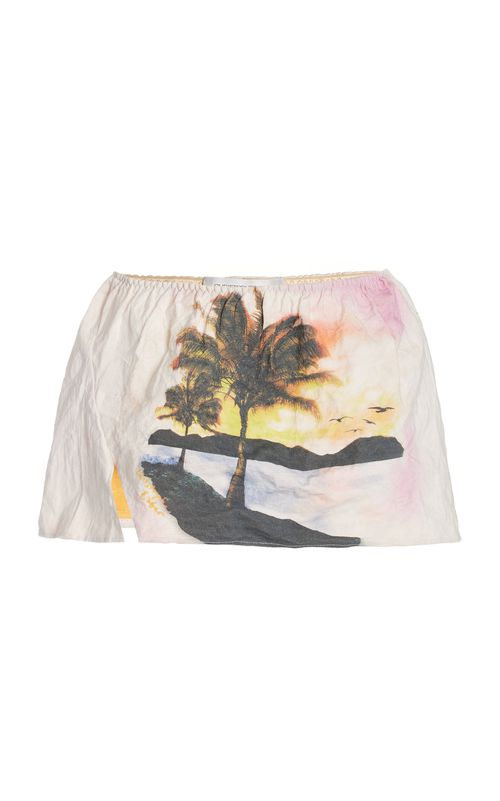 Women's Lost Souvenir Crushed Cotton-Metal Micro-Mini Skirt