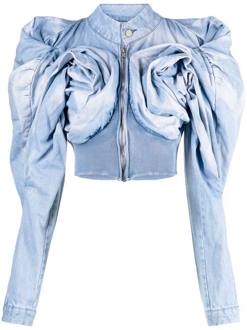 Scrapyard draped cropped jacket - Blue