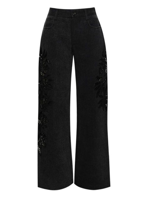 Stulla floral-lace jeans - Black