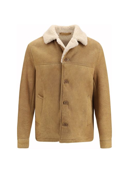 Sheepskin Leather with Sherpa Lining Jacket — Beige