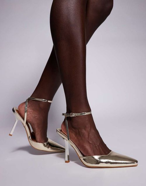 Simmi London Bebbo open back pumps in gold