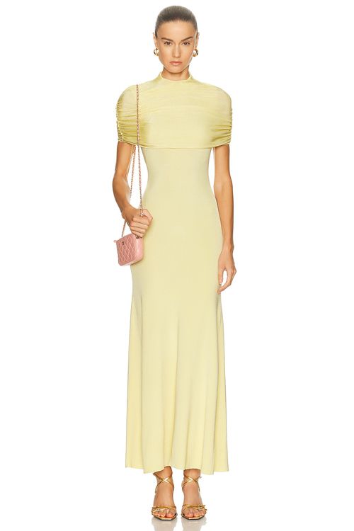 Roland Mouret Draped Shawl Ceremony Dress in Yellow - Yellow. S also in