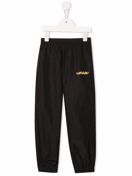 Logo script-detail trousers - Black