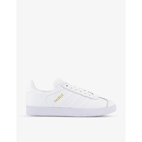 Mens White White Gazelle Lace-up Leather Trainers