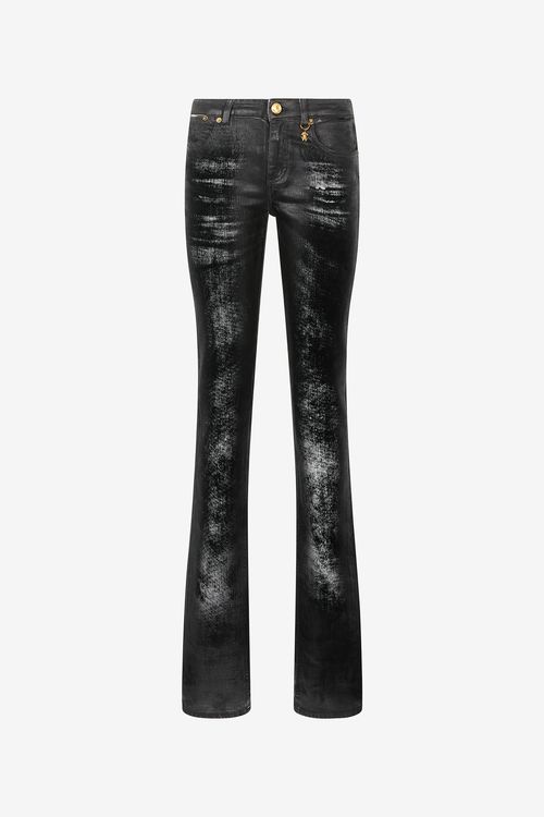 Distressed-effect Python Skin Jeans