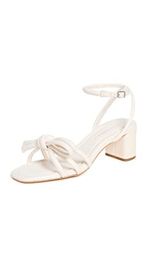Loeffler Randall Women's Mikel Leather Bow Mid-Heel Sandals