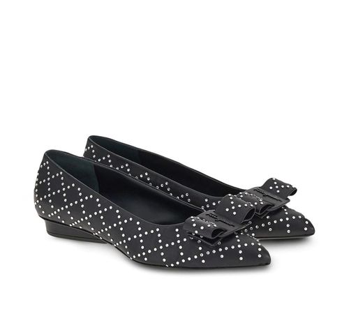 Ladies Black Viva Embellished Ballet Flats