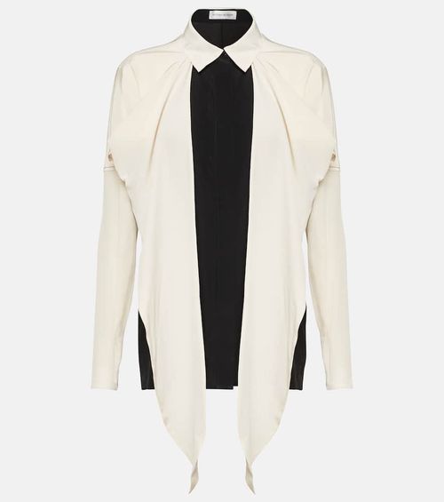 Bow-detail silk crêpe de chine blouse